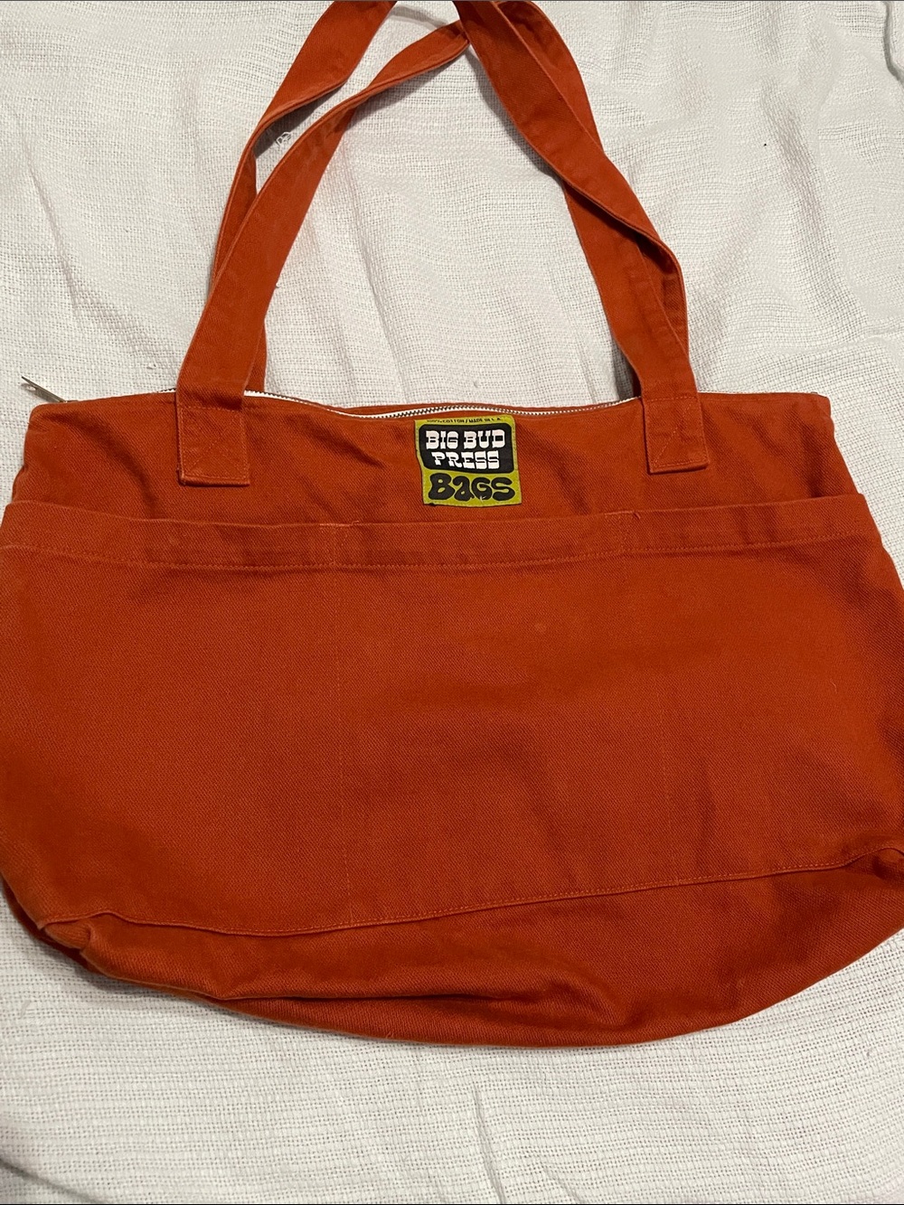 Big Bud Press Rust-Red Canvas Tote with Front Patch